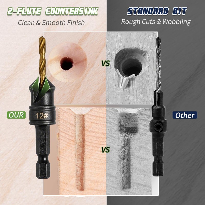 Litorange 10 PCS Countersink Drill Bit Set, Counter Sink Drill