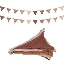 sourcing map 8.5 Feet Garland Pennant Bunting Fabric Flags Hangings Banner Brown for Christmas Bridal Shower Party Anniversary Wedding Festivals Decorations 10Pcs