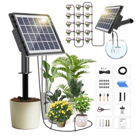 Solar Irrigation System for Garden - Skycow 2W Solar & USB Power Automatic Drip Irrigation Kit15 Potted Indoor Outdoor Garden Balcony Anti-Siphoning Plant Watering System 25 Timing Mode