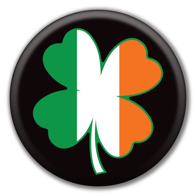 Magnet America Irish Flag Four Leaf Clover Circle Button with