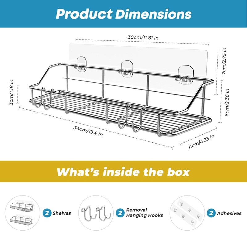 KESOL Adhesive Shower Caddy Shower Shelf Organizer for Bathroom Organization