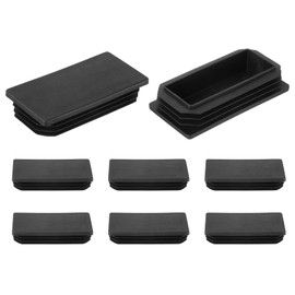 sourcing map 8 Pcs Rectangle Tubing End Caps 4 x 2 Inch Plastic Hole Plugs Insert End Cap for Metal Tubing Post Chair Leg Table Bookshelves Furniture, Black
