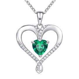 AM ANNIS MUNN 18K White Gold Infinity Heart Necklace, Birthstone Necklace for Women Filled 925 Sterling Silver, Diamond Jewelry for Womens Christmas Gifts for Women Wife