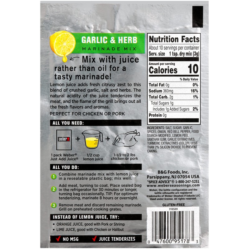 Weber Just Add Water Garlic And Herb Marinade, 1.12 Ounce