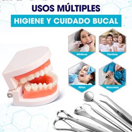 Set de 7 Raspadors de Lengua de Acero Inoxidable Kit, Raspador de Lengua Acero Inoxidable con Estuche de Transporte, Para la Limpieza Bucal y Lingual-Kit de Limpieza Bucal