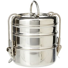 Utopia 3-Tier Tiffin Box - Stainless Steel Serving Box with 3 Separate Compartments, Great for Indian Dishes
