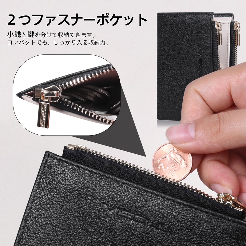 VISOUL Bi-fold Wallet, Genuine Leather, Bill Holder, Card Coin Purse,