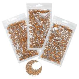 qiipii 16000PCS Caramel Gold Crystal Resin Rhinestones for Crafting 3mm 4mm 5mm Golden Flatback Stones Diamonds Crystals Gems for Nails Face Eyes Makeup Body Tumblers Bottles DIY Crafts Clothes Shoes
