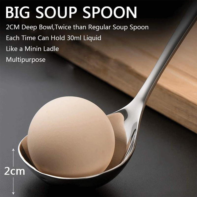 Qualizon 18/8 Stainless Steel Heavy Duty Deep Soup Spoon -