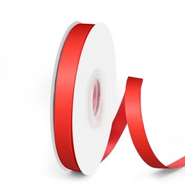 VISPAD Solid Double Face Fabric Ribbon, 3/8" X 25 Yards, Polyester Satin Ribbons Perfect for Crafts, Gift Package Wrapping, Wedding Decorations, Baby Shower - Red