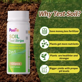 PooTe Soil pH Test Kits - 2 in 1 Soil Testing Kits with Test Tube - 100 Pcs Professional Test Soil pH & Nitrogen for Garden Lawn Yard Grass Home