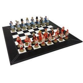 HPL Alice in Wonderland Fantasy Chess Set with 18" Black Faux Leather Board