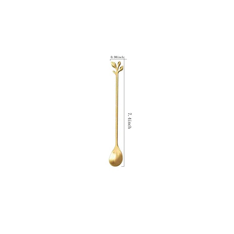 Long Handle Ice Tea Spoons Set Ice Cream Leaf Spoon