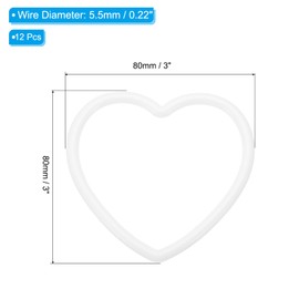 PATIKIL 3 Inch Heart Dream Catcher Rings, 12 Pcs Plastic Macrame Wreath Floral Ring Hoop for Home Car DIY Craft Wedding Wall Hanging Decorations, White