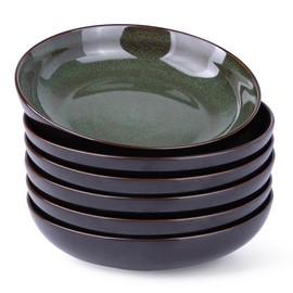 LERATIO Large Pasta Bowls,38oz Ceramic Pasta Bowls,9.0" Reactive Glaze Pasta Bowl Set of 4,Microwave & Dishwasher,Oven Safe,Wide Serving Bowls for Salad,Pasta,Fruit,Scratch Resistant-Green