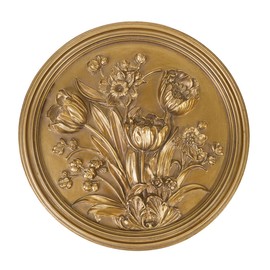 S-MANTIS Vintage Wall Sculpture,Antique Pediment,Hallway Wall Art,Hand Painted Floral Wall Decoration Accent Artworks for Indoor Kitchen Bedroom Living Room Office Outdoor Garden Patio (Antique Gold)