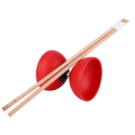Triple Bearing Diabolo Set Chinese Yoyo Diabolo Bearing, Chinese Yoyo Juggling Trick Toy Diabolo Triple Bearing with Coloured Diablolo Sticks Yo Yos Sports & Outdoor Play (Red)