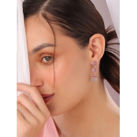 Navicia Rosa Majestic Pink Mosaic Brass Jhumka Earrings