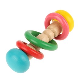 Baby Rattle Toy, Wooden Handle, Multi Textured Rattle Bell with Music, Sensory Toy, Early Development Gift, Suitable for Infant Baby (Three-Rattle Type)