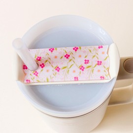 Tumbler Lid Tag Set and Matching Hair Scrunchie 3PC Pink Floral Bow Accessory Acrylic Tags Fits 40oz Tumblers