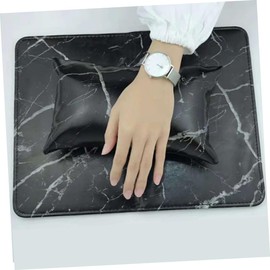 BIUDECO Non- Pu Hand Mat Manicure Portable Folding Arm Rest Pad for Home Salon Use Black Marble Design