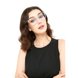 JFXQDR Blue Light Blocking Glasses for Women, Oversized Trendy Cat Eye Computer Gaming Glasses Anti Glare & UV Glare RF6204 (Flesh Pink Cateye Frame)