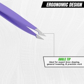 Precise Facial Hair Removal Tweezers Angler Tip Professional Plucking Eyebrow Ingrown Hair, Splinter, Blackhead and Tick Removal Tweezers for Men & Women | Multi Colour (Purple, Angled Tip)
