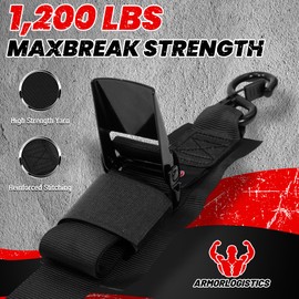 ARMORLOGISTICS Boat Tie Down Straps to Trailer, 2" x 48" Adjustable Boat Straps for Trailer, 1200 Lbs Break Strength, Black