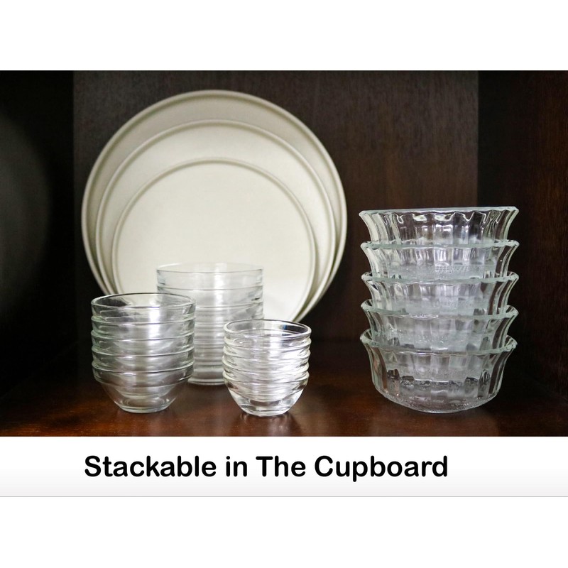 HillSpring Small Glass Bowls for Dessert, Snack, Fruit, or Nuts,