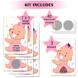 Baby Shower Raffle Card Game for Girls - Silly Activity for Ice Breakers, Door Prizes - Decorations for Baby Shower - Baby Shower Activity and Idea - 38 Cards (White)