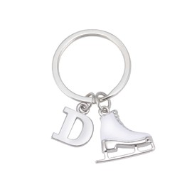LIKGREAT Ice Skate Keychain Figure Skating Keychains Initial Ice Skating Charm Keyring Handbag Decoration, D, Medium