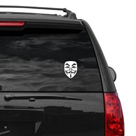 Anonymous Mask White Vinyl Decal | Anonymous Stickers V for Vendetta Sticker Guy Fawkes Sticker Hacker Mask Sticker Anonymous Decal | Premium Quality | 5.5-Inches | D014
