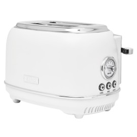 HADEN Chelsea 2 Slice Toaster Wide Slot with Removable Crumb Tray and Control Settings, Ivory and Chrome