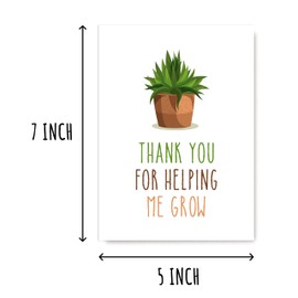 Thank You For Helping Me Grow - Thank You Card For Teacher - Appreciation Card For School Teacher Mom - Cute Teachers Day Card