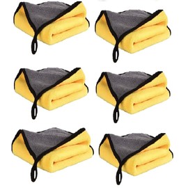 Eidyer Microfibre Cleaning Cloths Towels, 6 Pack Thick Super Absorbent Micro Fibre Plush Cloths for Car Wash, Cleaning Waxing Dusting and Drying, Car and Household Fiber Towel 30 * 40cm