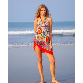 Cotton Sarong for Women and Men with Tassels 2024 Oversized Beach Pareo Skirt Wrap Ladies - Swimsuit Bikini Cover Up Floral Colorful Tapestry Wall Hanging