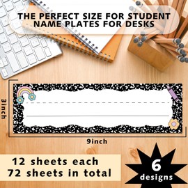 AmazingSpark 72 Pcs Name Tags for Classroom Desks in 6 Styles 9 x 3 inches Desk Nameplates for Classroom Student Name Tag Labels for Kindergarten Preschool Organization and Decor