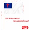 LUSEOAN 20 Pack Small Mini Christian Flag on Wooden Stick