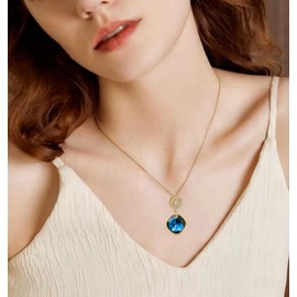 YONVUN Austria Crystal Zircon Diamond Pendant Infinity Necklace | Plated 18k Gold Gemstone Birthstone Statement Jewelry Gift for Wife Mom Daughter Girlfriend