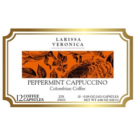 Peppermint Cappuccino Colombian Coffee (Single Serve K-Cup Pods) (Gourmet, Naturally Flavored, Whole Coffee Beans) (12 pods, ZIN: 578171)
