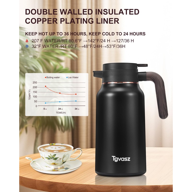 34 Oz Carafes for Hot Liquid, Stainless Steel Insulated Vacuum