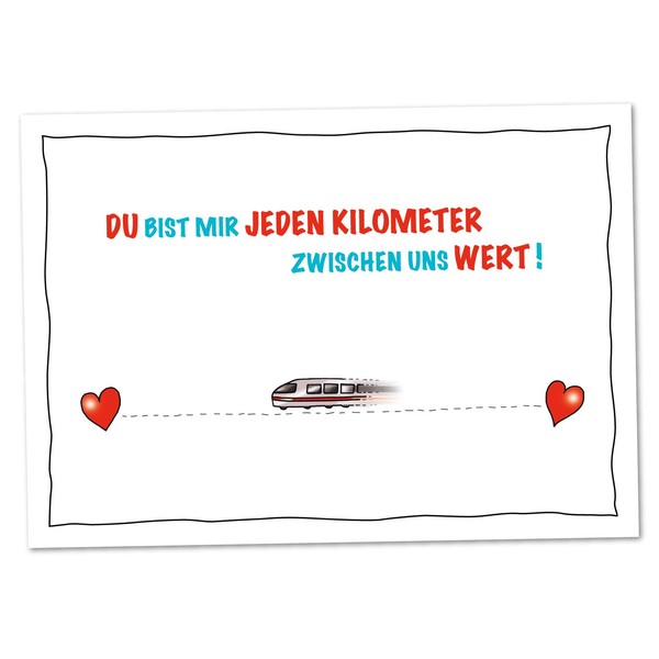 bernsteinfee-CARDS XXL Postcard Distance Relationship Train – You Are Worth