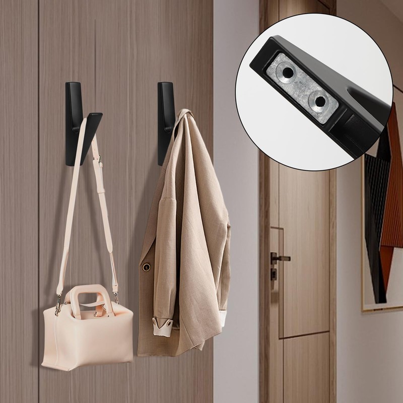 DAIRYCOF Coat Hooks, Black Clothes Hooks for Acoustic Panels, Zinc