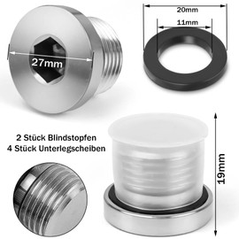 CONJURAIDE 2 x blanking plugs, 1/2 inch, stainless steel blanking plugs, water pipe sealing plugs, end plugs, threaded plugs, 1/2 inch sealing cap with 2 seals for pipeline sealing