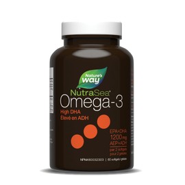 Natures Way NutraSea DHA Softgels Menta Fresca 60 c - Suplemento Concentrado de DHA para Desarrollo Cerebral y Salud Visual                           