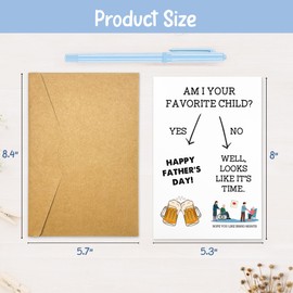 Funny Fathers Day Card From Son, Daughter Adult, Kid, For Husband From Wife, Happy Card For First Time Dad, Hilarious, Humor Gifts Ideas For Bonus, Step Dad, 8"x5.3" (Favorite Child)