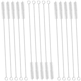 GFDesign Drinking Straw Cleaning Brushes Set 10 Inches Extra Long 10mm Extra Wide Pipe Tube Cleaner Nylon Bristles Stainless Steel Handle - 10" x 3/8" (10mm) - Set of 15