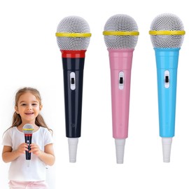 3 PCS Toy Microphone, Microphone Prop, Kids Microphone, Toy Microphone for Kids, Prop Microphone, Black Pink and Blue Microphone Toys for Kids, Role Play, Karaoke, Birthday Party, Stage Performance