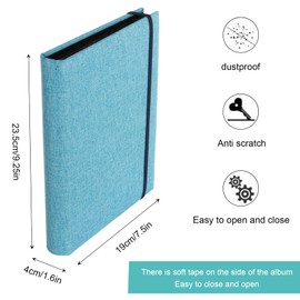 Ksvaye Photo Album Slip-in Album 10 x 15 Photo Album Linen Photo Book for Inserting 200 Photos Black Page Vintage Photo Albums Small Photo Album for Families Wedding Anniversary Baby Holiday (Blue)