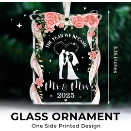 Wedding Gifts - Mr and Mrs, Bridal Shower Decorations - Wedding Gifts for Couples 2025, Bride Gift for Friends - Just Married Glass 2025 Ornament